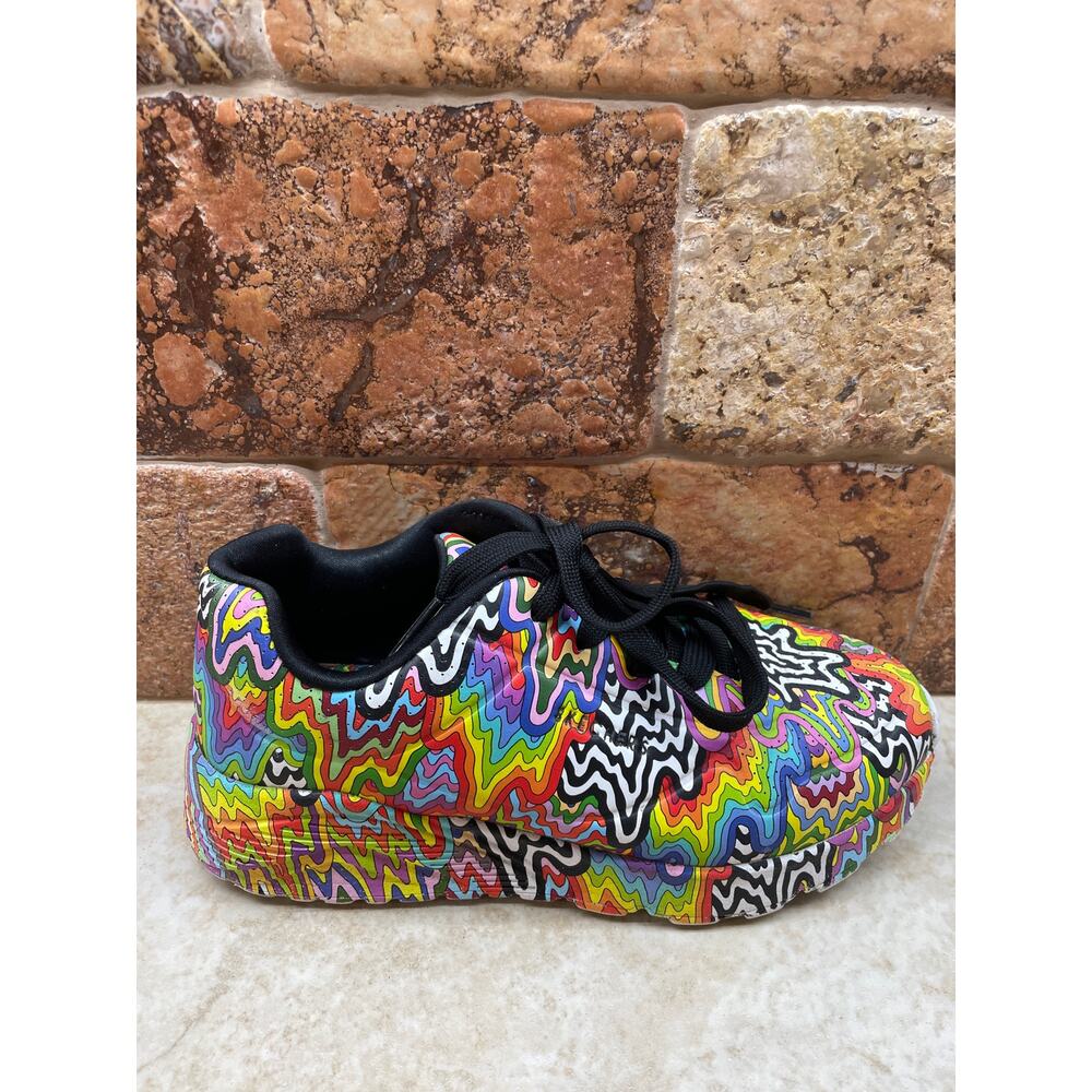 Skechers Sneakers Jen Stark Kids Size 1 Psychedelic Rainbow Art Shoes Swirl Shoe - Picture 9 of 13